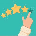 graphic with row of stars and finger pointing to one