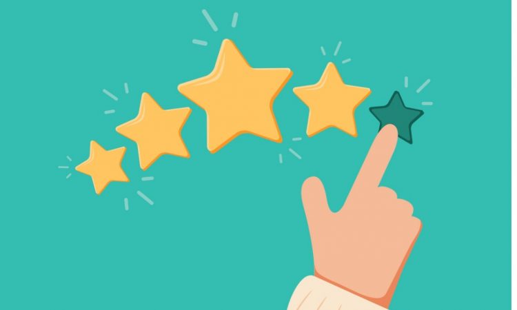 graphic with row of stars and finger pointing to one