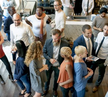people talking at gathering