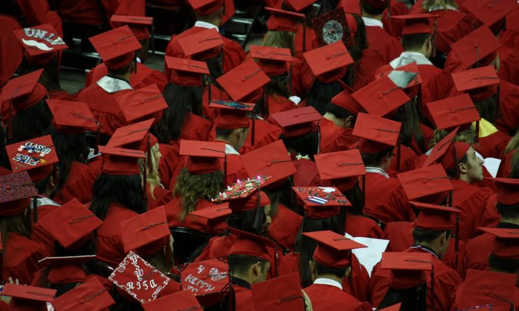 students at graduation ceremony