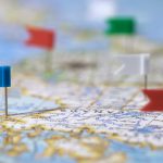 Travel destinations in Canada marked with pins on map