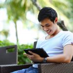 man using tablet