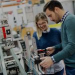 male and female engineering students working