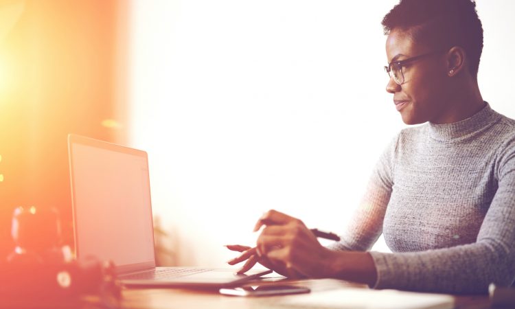 woman working on computer
