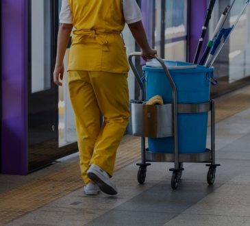 female janitor at transit station