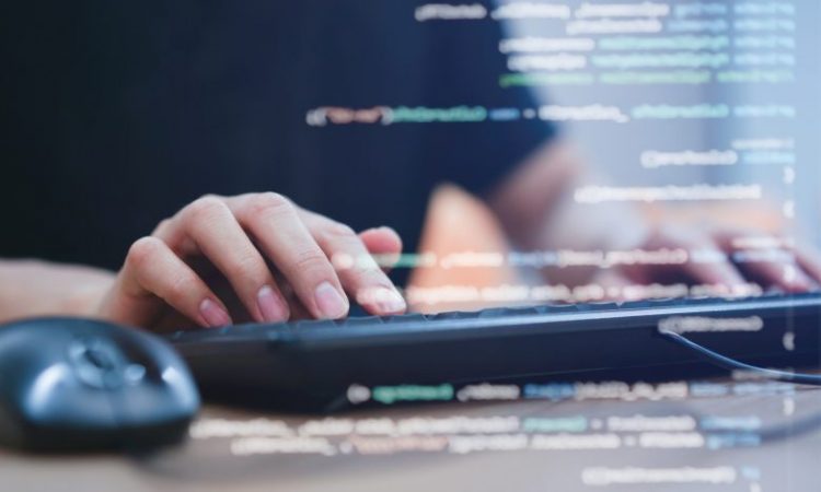 typing on computer