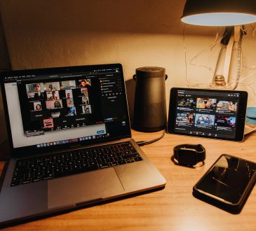 zoom call on laptop