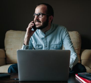 Man calling and working from home