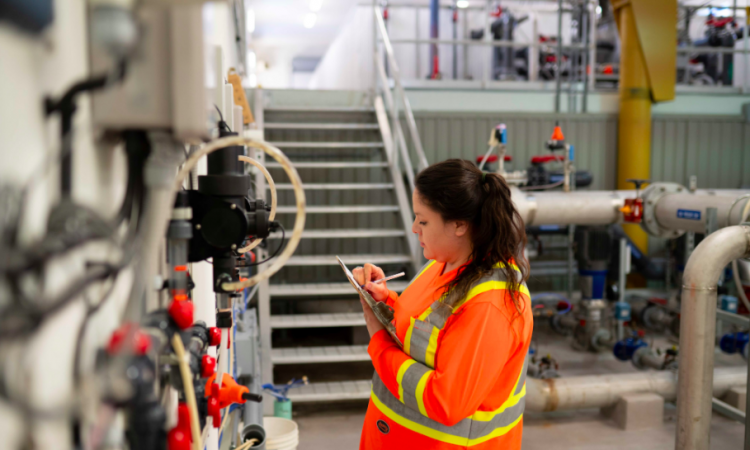 woman working in water plant