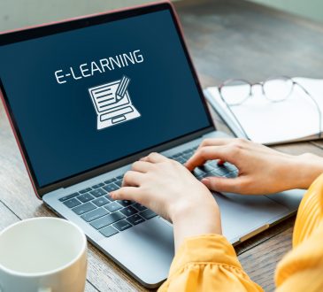 woman taking online class