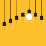 illustration of light bulbs hanging from wires