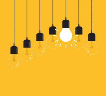 illustration of light bulbs hanging from wires