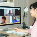 woman on group video call