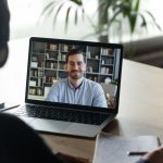 man having video call