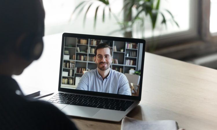 man having video call