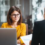 two women having meeting in office