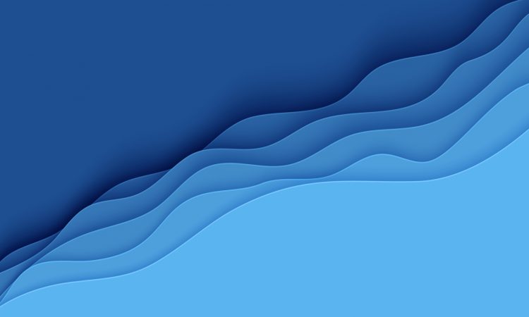 Blue abstract background in paper cut style mimicking waves