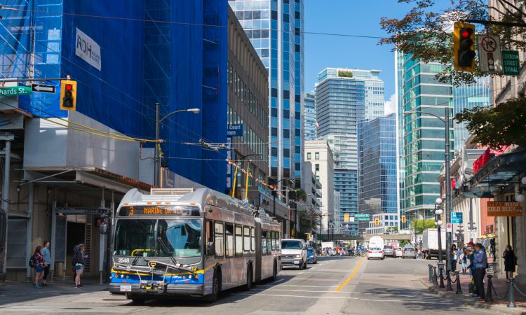 bus in downtown vancouver