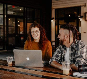 man and woman meeting in cafe