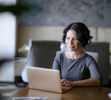 woman using laptop