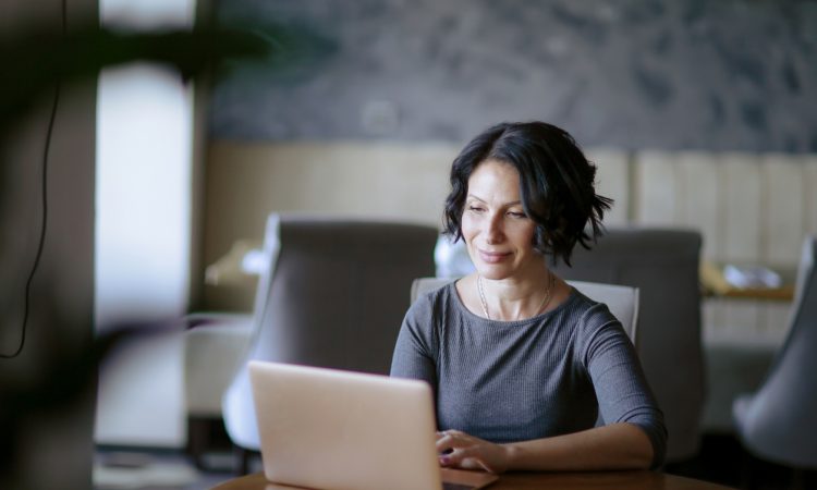 woman using laptop