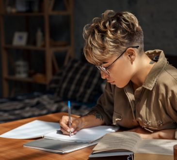 young woman studying