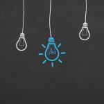 lightbulbs drawn on chalkboard background