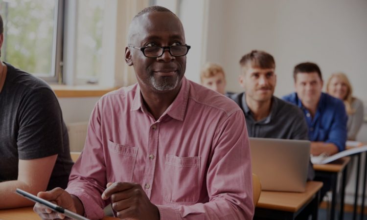 man in adult learning class