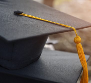 Black graduation cap.
