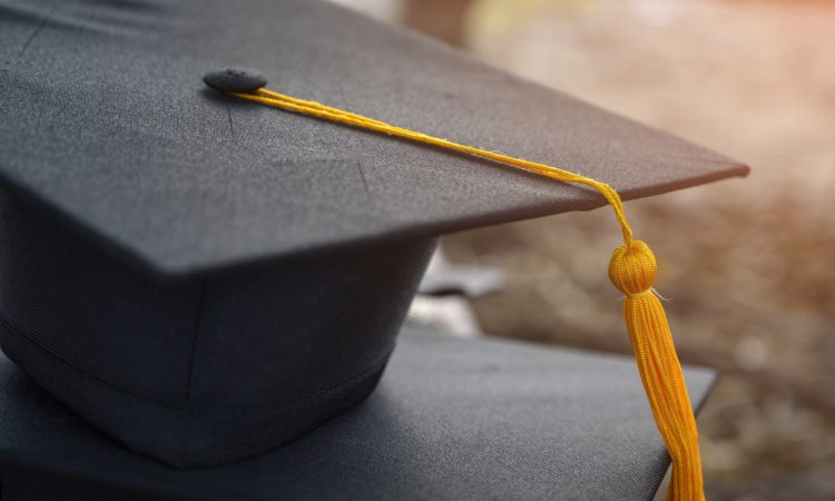 Black graduation cap.
