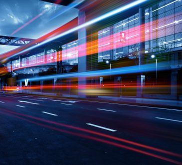 City street with blurred lights effect