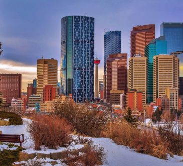 Calgary skyline in winter
