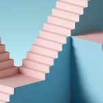 Abstract intersecting staircases in pastel colours