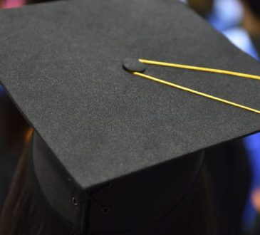 Close up of graduation cap from behind