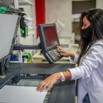 woman working in print shop