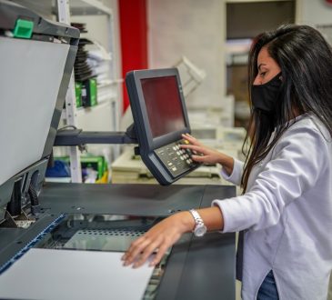 woman working in print shop