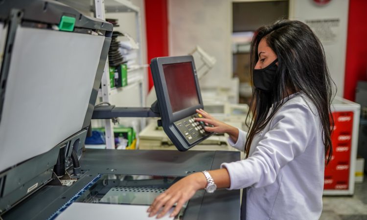 woman working in print shop