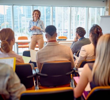 Woman delivering presentation