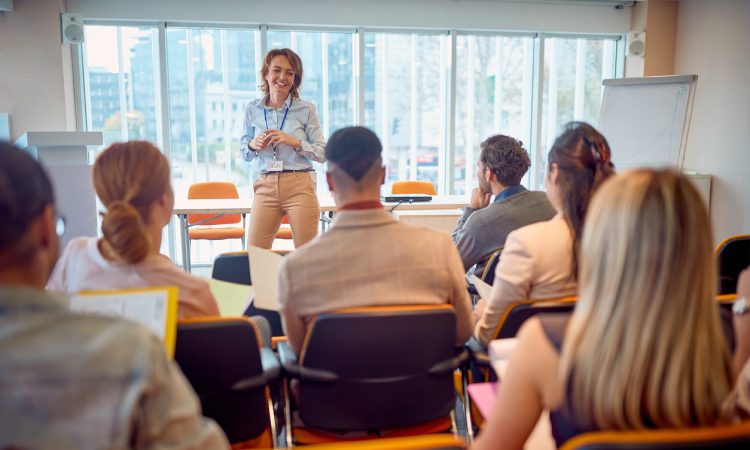 Woman delivering presentation