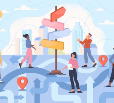 Illustration of people talking different pathways