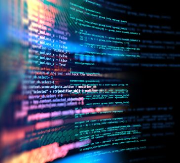 Colourful programming code on screen