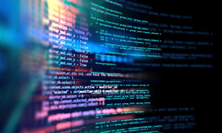 Colourful programming code on screen