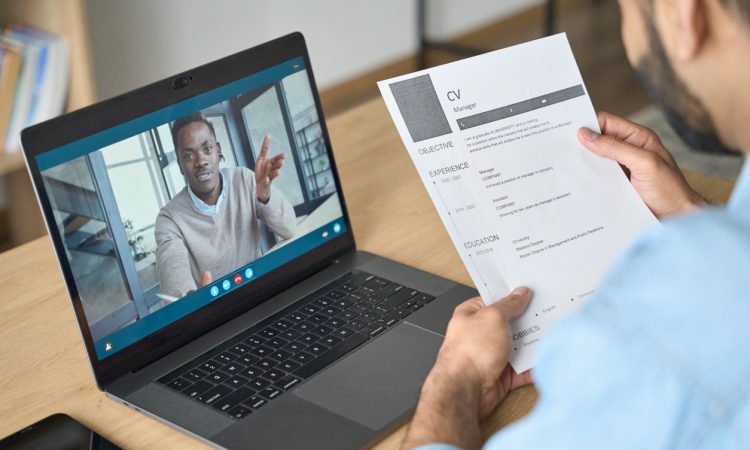 Two men having virtual job interview