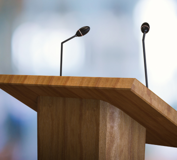 Podium with microphones