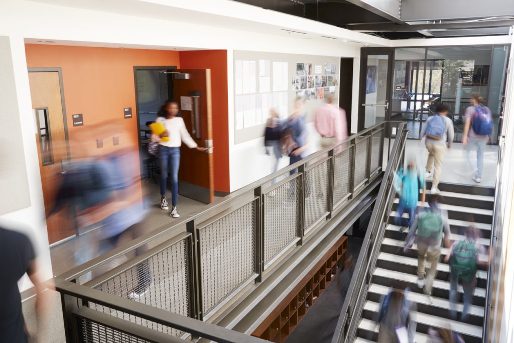 Busy corridor in school