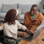 Man and woman working at home