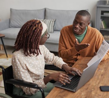Man and woman working at home