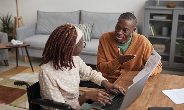 Man and woman working at home