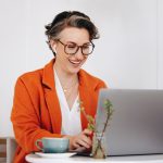 Woman on video call
