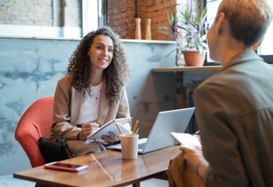 Two people in meeting